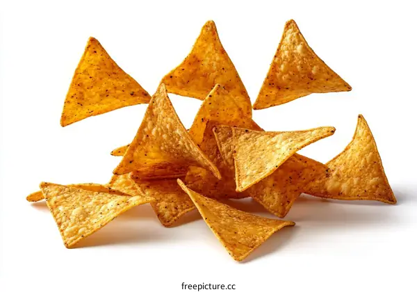 Crispy Nachos Falling in a Pile