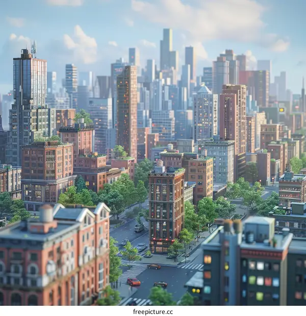 Urban Cityscape with Modern Apartment Buildings and Green Spaces