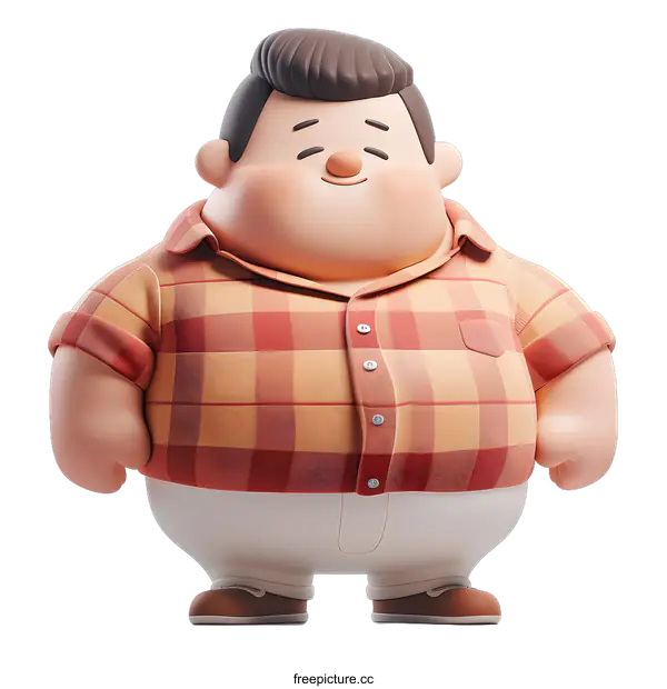 [Transparent Background PNG]Smiling Cartoon Man in Plaid Shirt