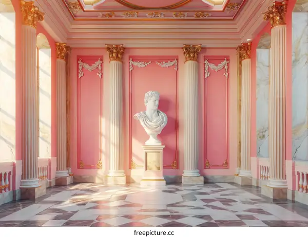 Pink Marble Statue on Historic Monument