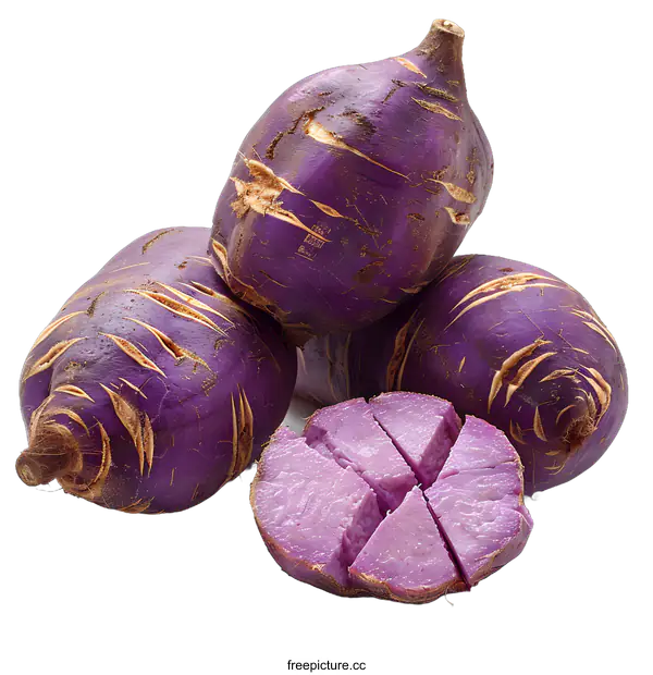 [Transparent Background PNG]A close-up image of some purple sweet potatoes