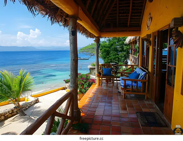 Beachfront house with amazing caribbean sea view