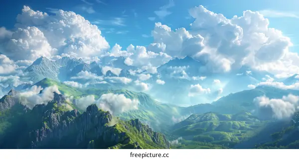 Majestic Mountain Range Under a Vast Sky