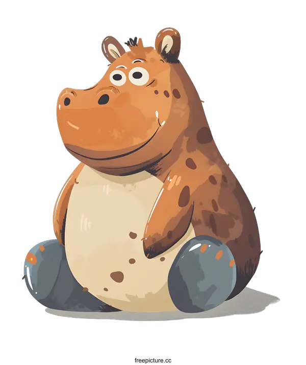 [Transparent Background PNG]Cute Cartoon Hippopotamus Illustration