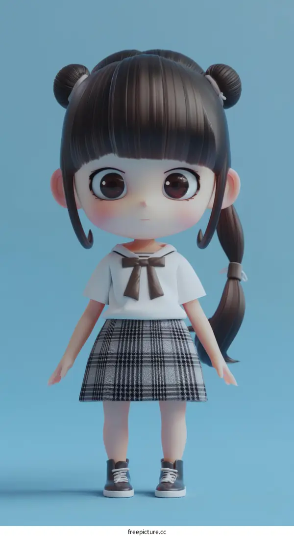 3D Model of an Anime Schoolgirl