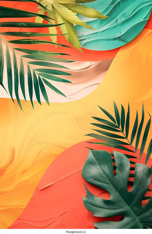 Tropical Leaves with Abstract Background