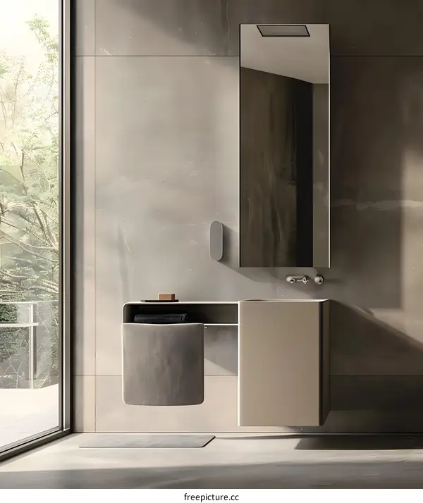 Modern Bathroom Interior Design with Sink Vanity and Mirror