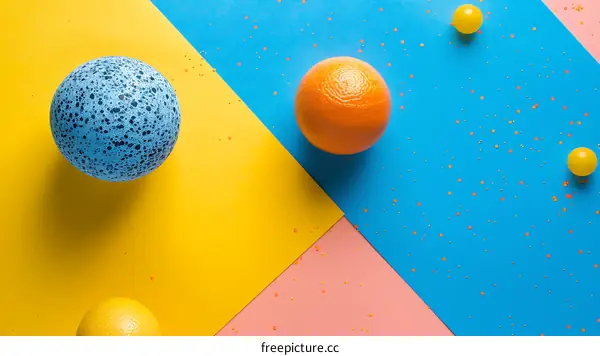 Abstract Colorful Balls Background with Yellow Blue Pink Colors