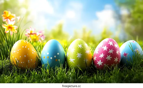 Easter Eggs in a Spring Meadow
