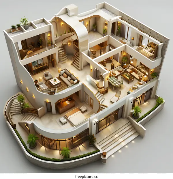 3D visualization of a luxury house interior