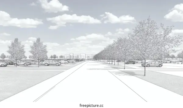 Parking Lot Design Sketch Illustration