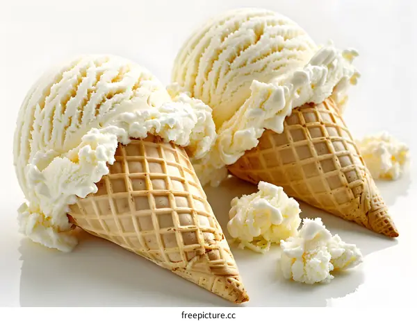 Two Vanilla Ice Cream Cones