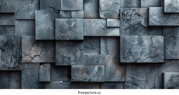 Concrete Wall Made of Building Blocks - 3D Rendering