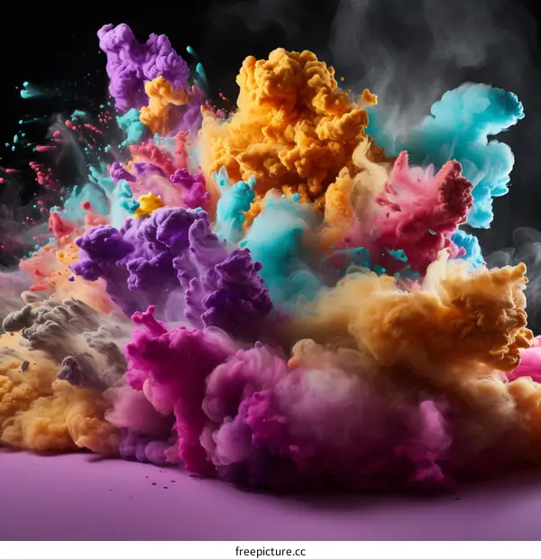 Colorful Powder Explosion on Black Background