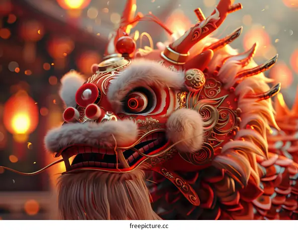 Dragon Dance and Lion Dance Performance for Chinese New Year Celebration