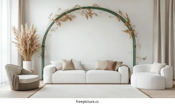 Modern Minimalist Living Room with Archway