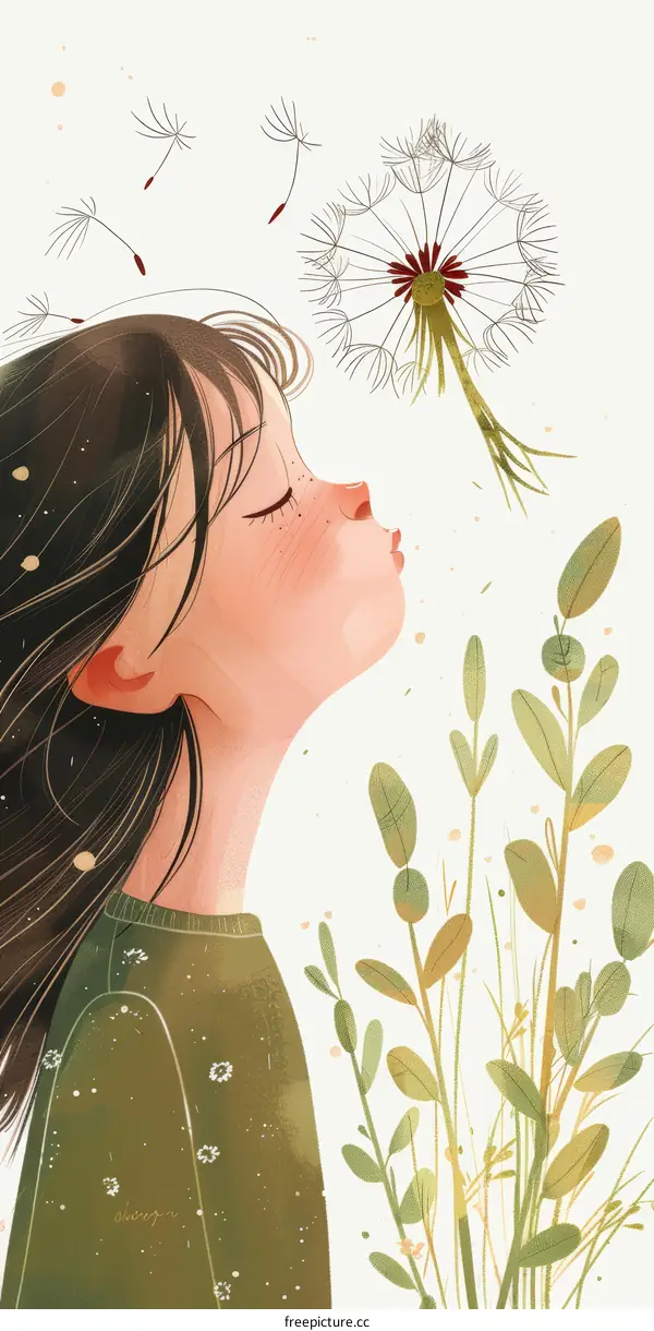 The Girl Blowing Dandelion