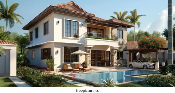 Modern Villa Exterior Design Illustration