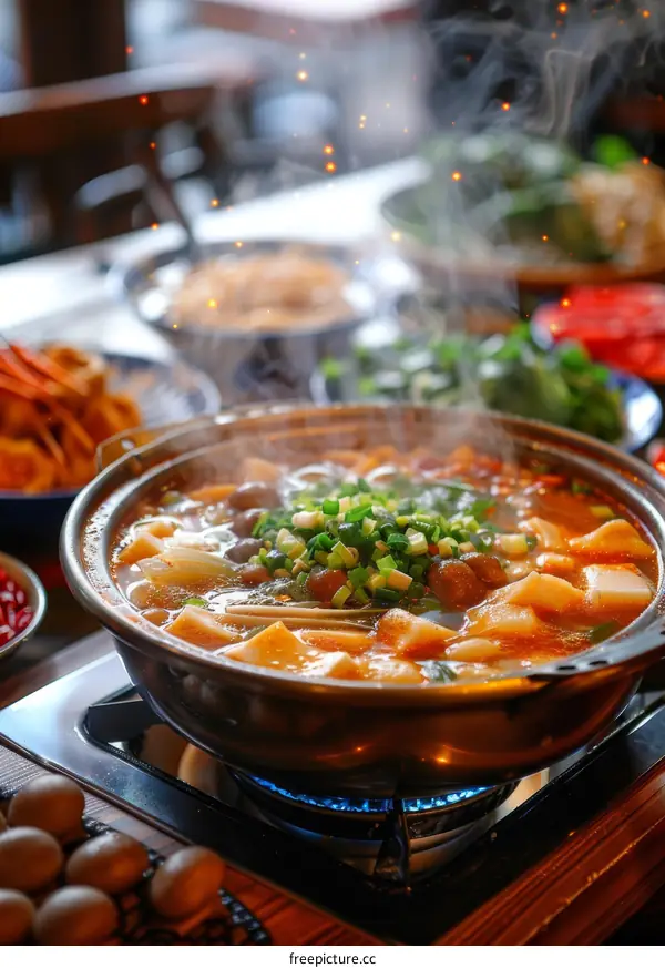 A delicious hot pot with various ingredients