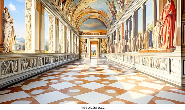 Historic Frescoed Corridor in an Italian Palace