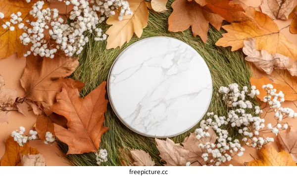 Autumnal Display with Marble Surface