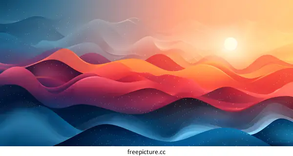 Sunset over the hills, casting shadows on the sea