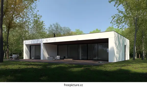 Modern Minimalist House Design in a Forest Setting