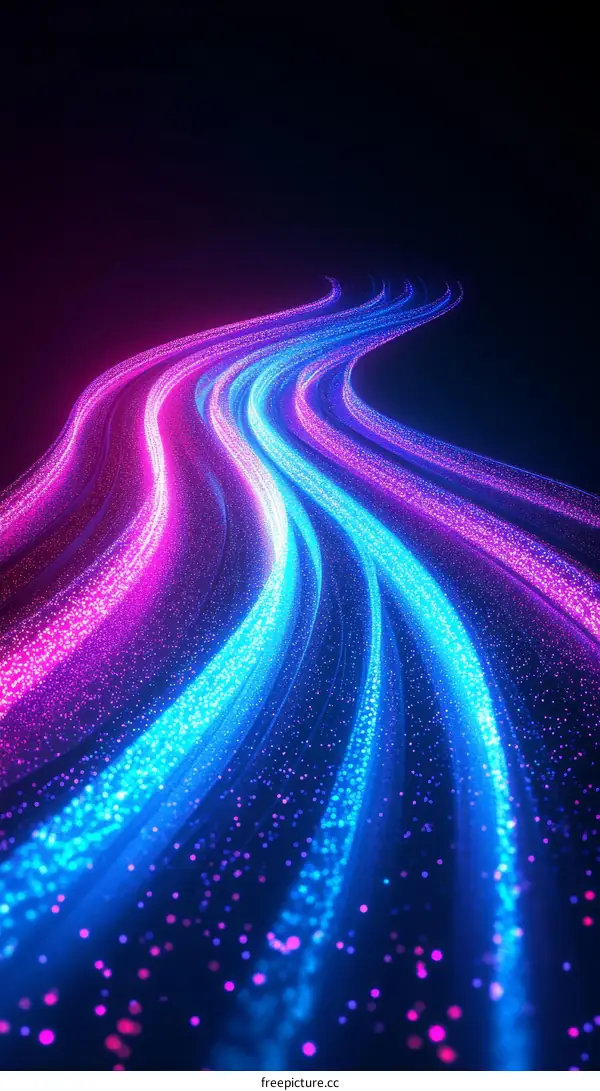 Abstract Neon Light Trails in Dark Background
