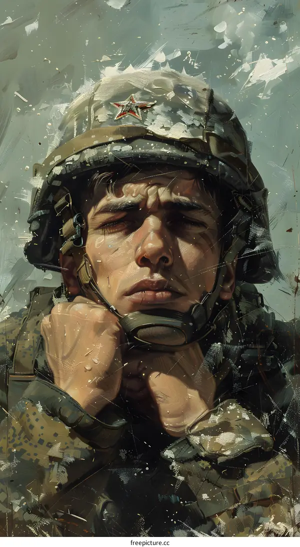 Portrait of a Russian Soldier in Combat Gear