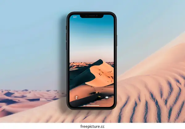 Desert Landscape  on Phone Screen