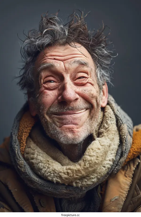 Portrait of an old man with a weathered face