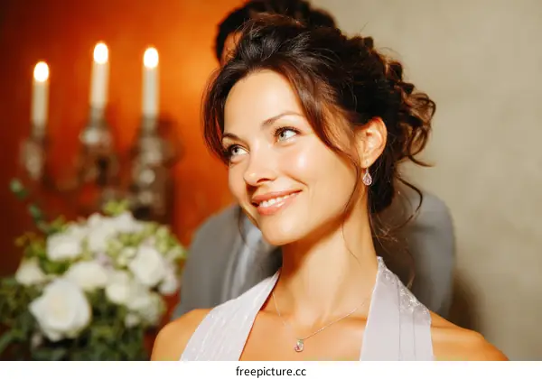 Beautiful Bride Portrait with Elegant Wedding Dress