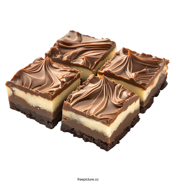 [Transparent Background PNG]Four chocolate caramel slice