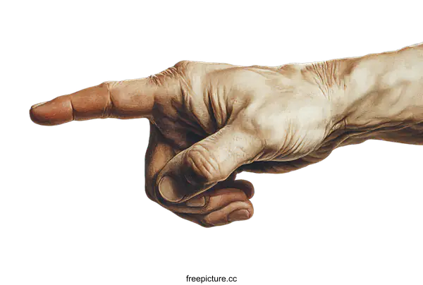 [Transparent Background PNG]Detailed Illustration of a Pointing Hand