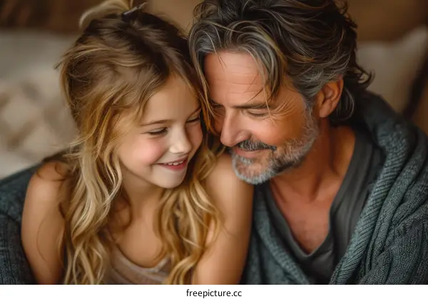 Father and daughter share a loving moment