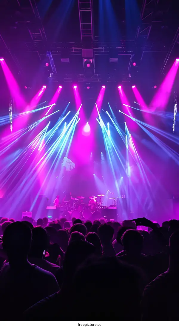 Empty stage with pink and blue lights