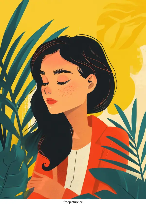 portrait of a woman with freckles and black hair