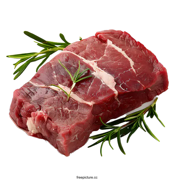 [Transparent Background PNG]Raw Beef Steak with Rosemary