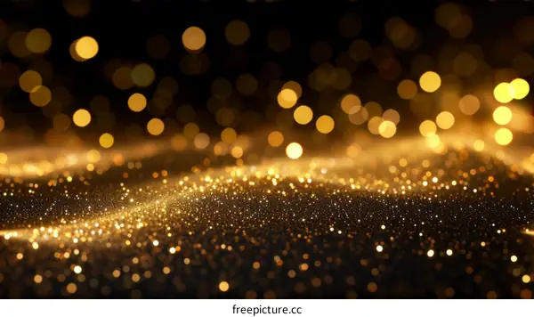 Golden glitter background with glowing lights