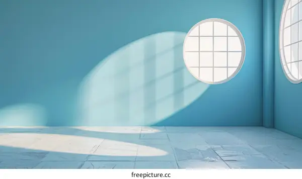 Blue room with round windows