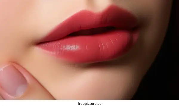 Close-up image of a woman's lips with pink lipstick