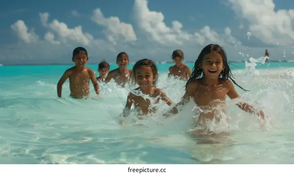 Children playing in the water