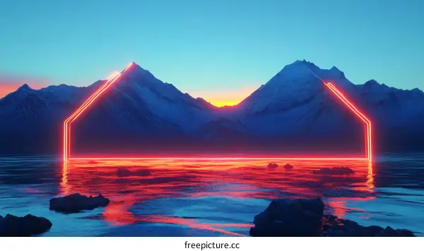 Neon Mountain Landscape Design