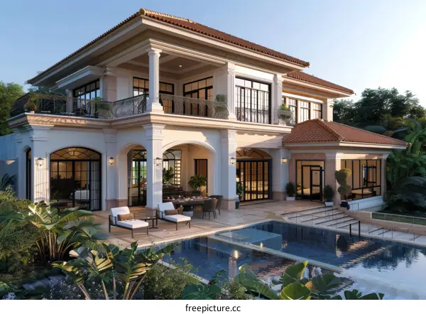 Luxury Villa Exterior Design with Pool