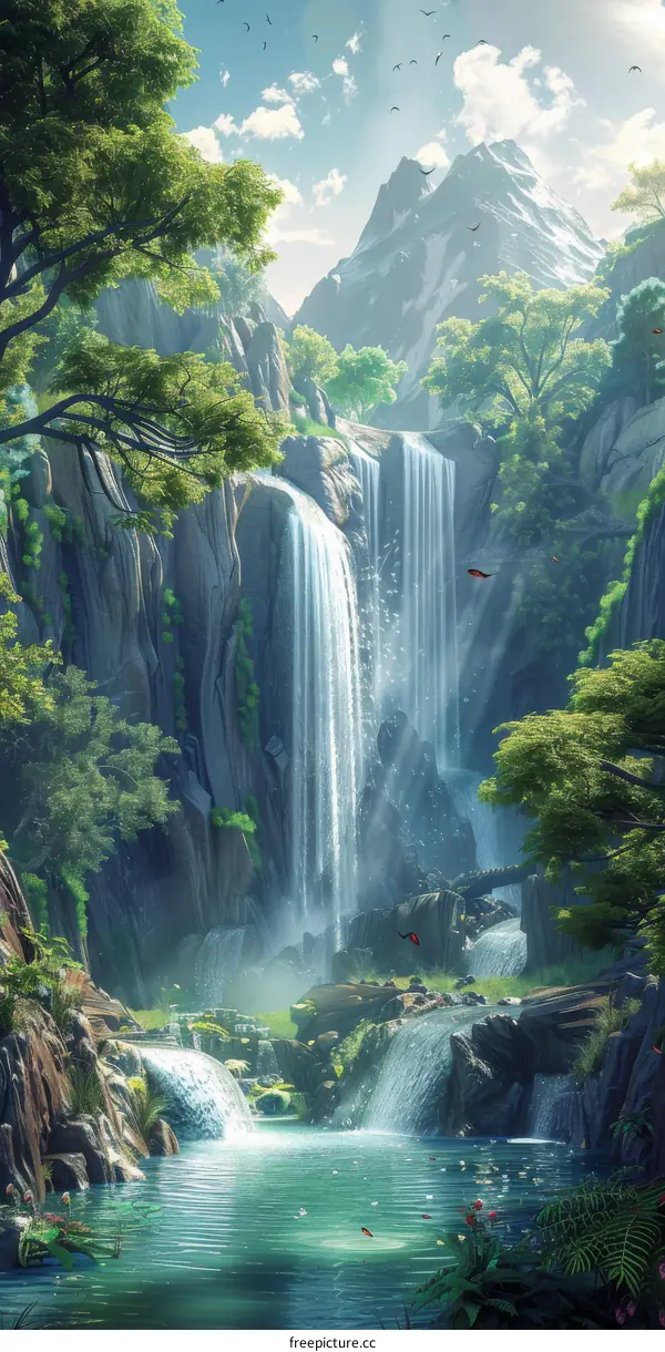 Enchanted Waterfall in the Mystical Jungle