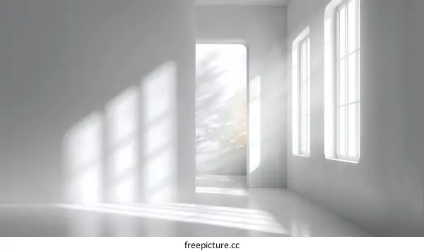 Modern Empty Room with Sunlight and Shadows