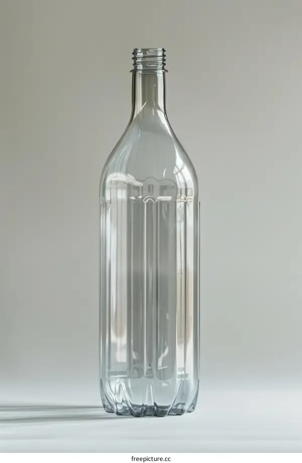 Transparent plastic bottle on a white background