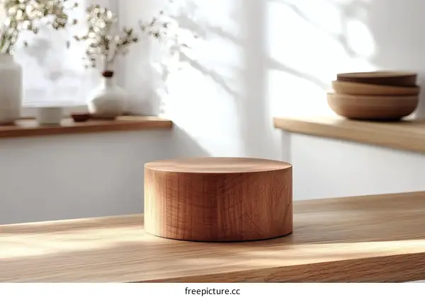 Wooden Display Stand in a Modern Kitchen