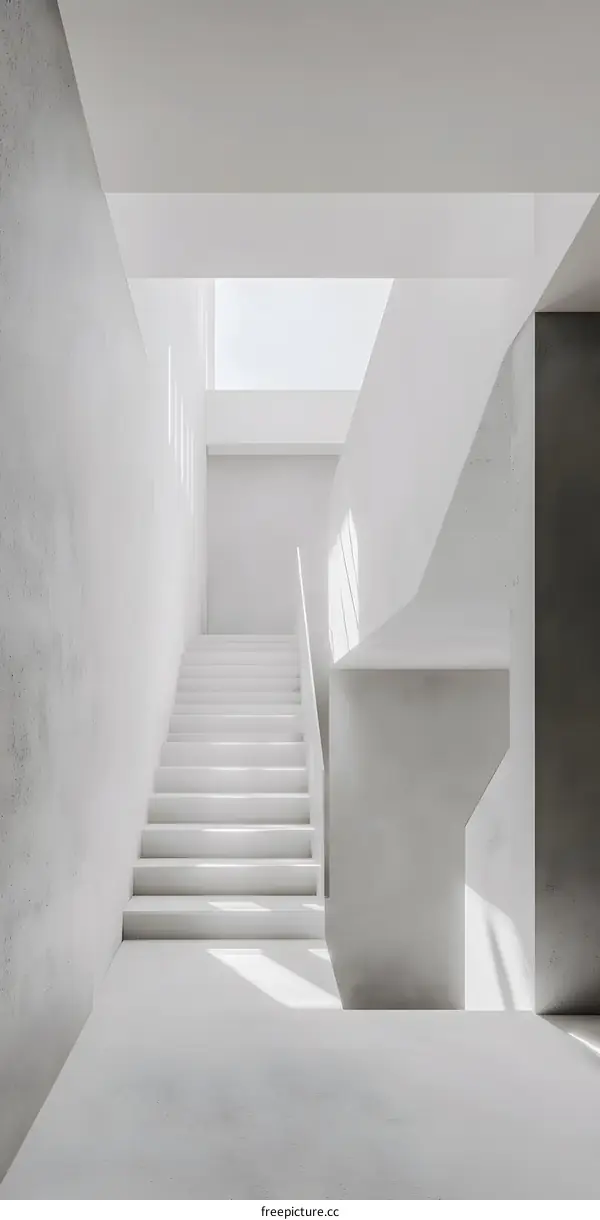 Minimalist White Staircase Interior Design with Natural Light