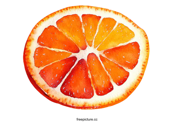 [Transparent Background PNG]Watercolor Painting of an Orange Slice